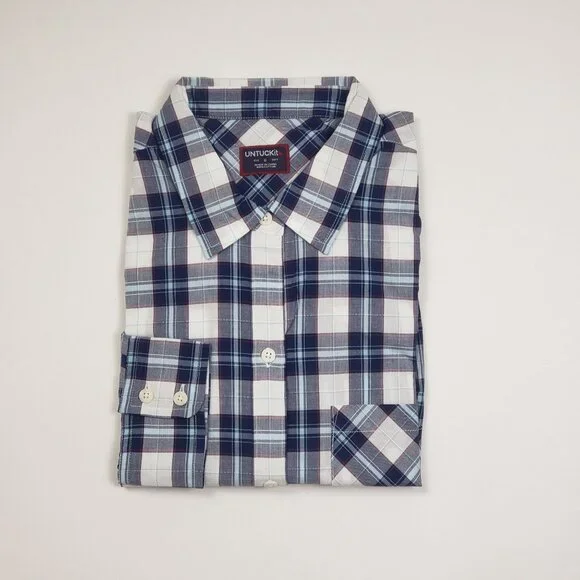 UNTUCKit Sorbo Shirt Women's 6 Cotton Button Up Blue White Red Plaid Regular Fit - Picture 5 of 16